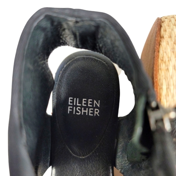 Eileen Fisher‎ Black Side Zippered Espadrille Sandals - Picture 5 of 10